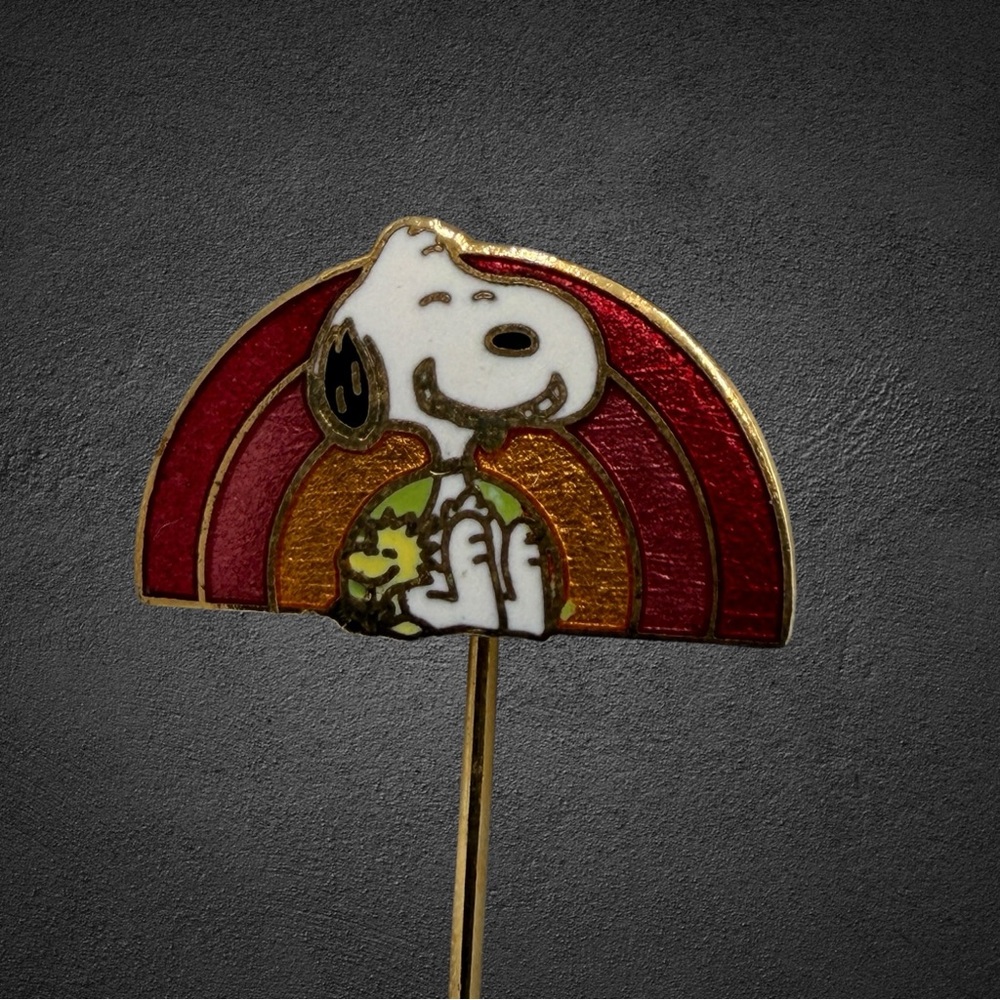 Vintage 1958 Snoopy & Woodstock Rainbow Stick Pin Brooch United Feature - Picture 3 of 16